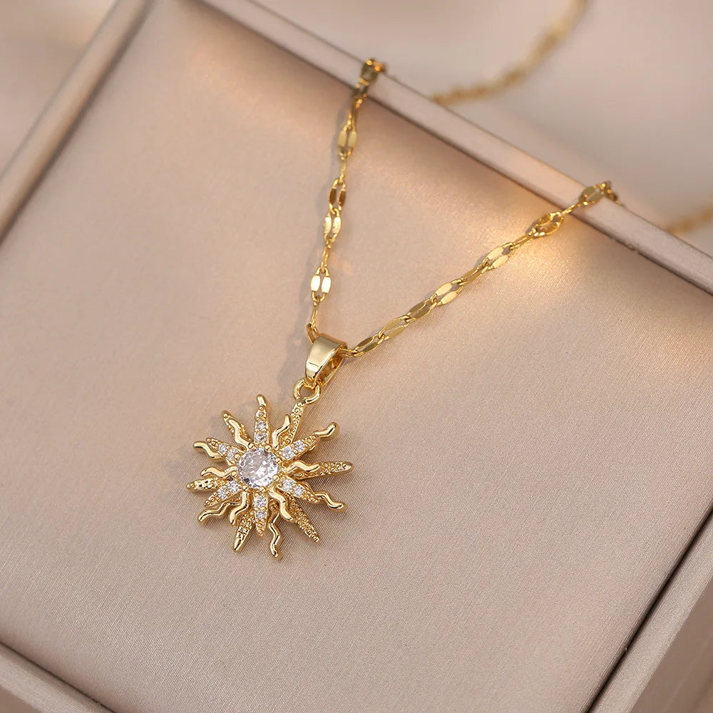 The Vintage Sunflower Necklace Gold